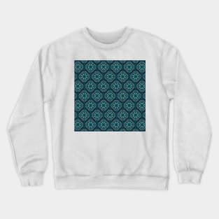 Retro Floral Geometric Tile / Pine Green Crewneck Sweatshirt